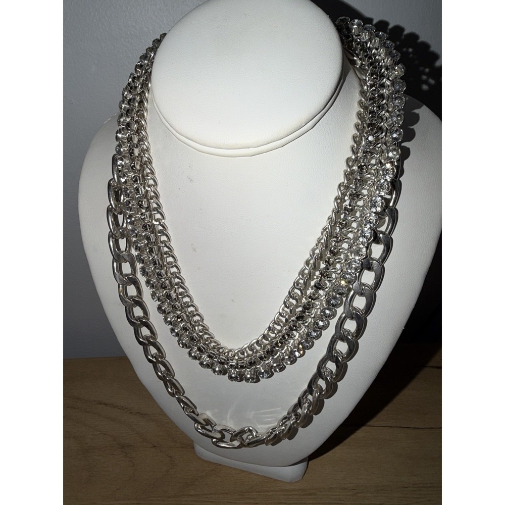 Natasha Statement Crystal Colar Necklace 3 Layer READ 17-20"